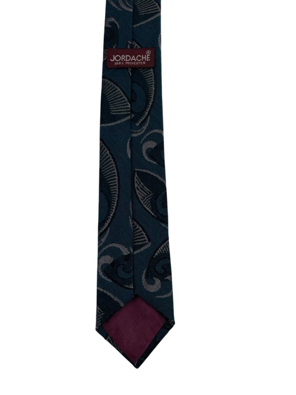 Vintage Jordache Mens Skinny Tie Necktie Green Tan & Black - Picture 3 of 5